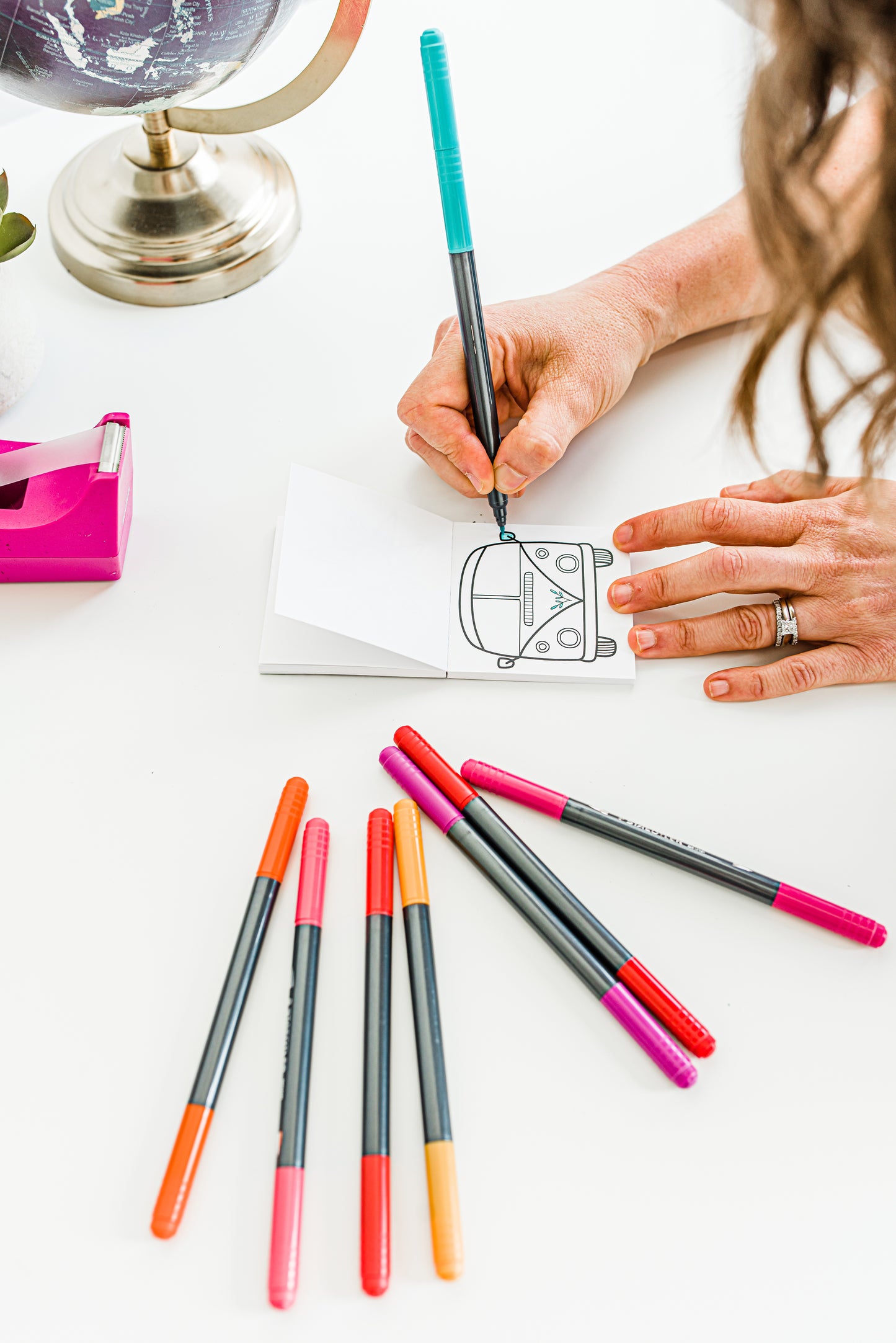 5-Piece Mini Adult Coloring Book + Markers Bundle