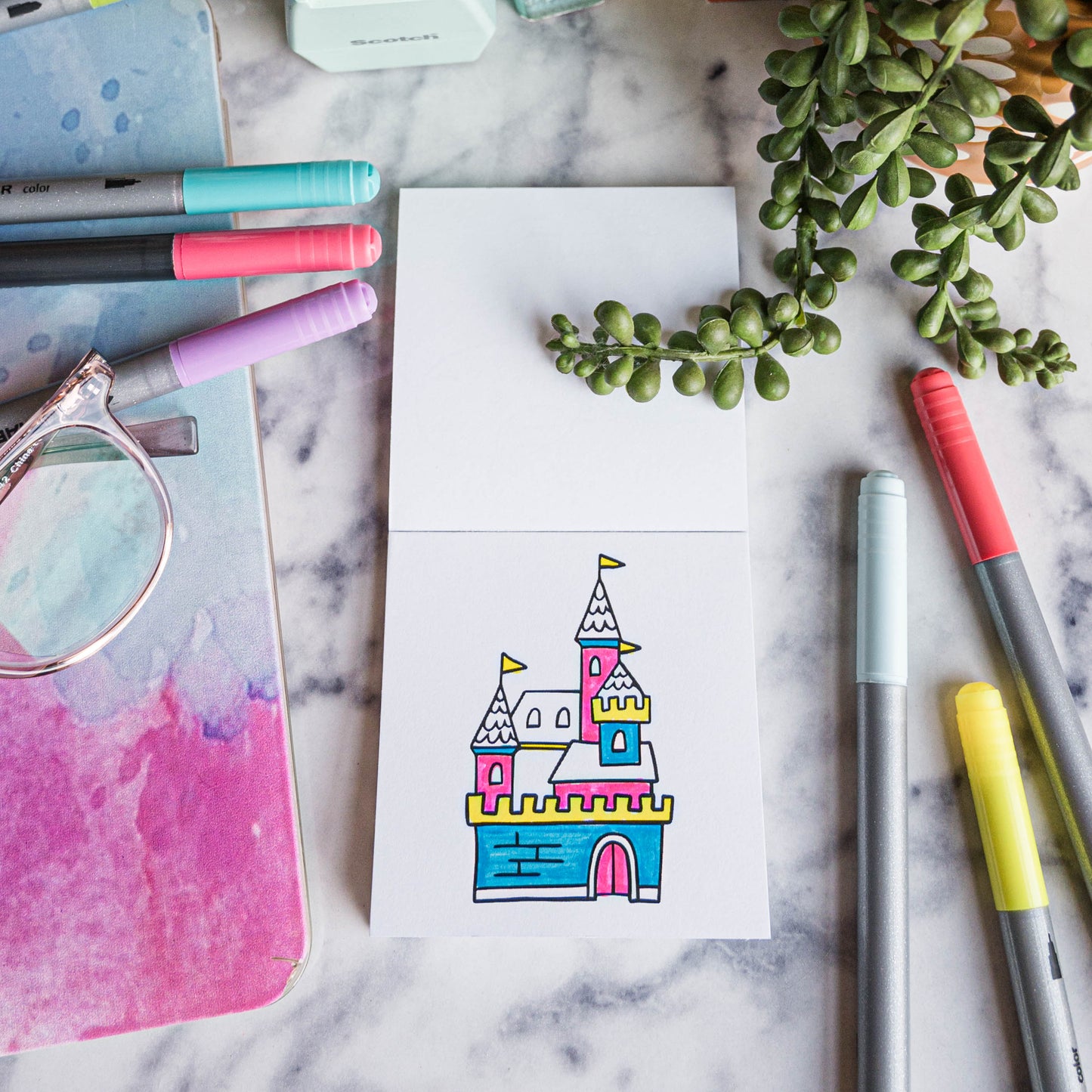 Gift Bundle with Mini Coloring Book, Sticker Sheet and Colored Pencils