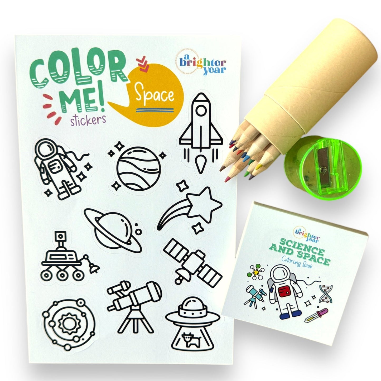 Gift Bundle with Mini Coloring Book, Sticker Sheet and Colored Pencils