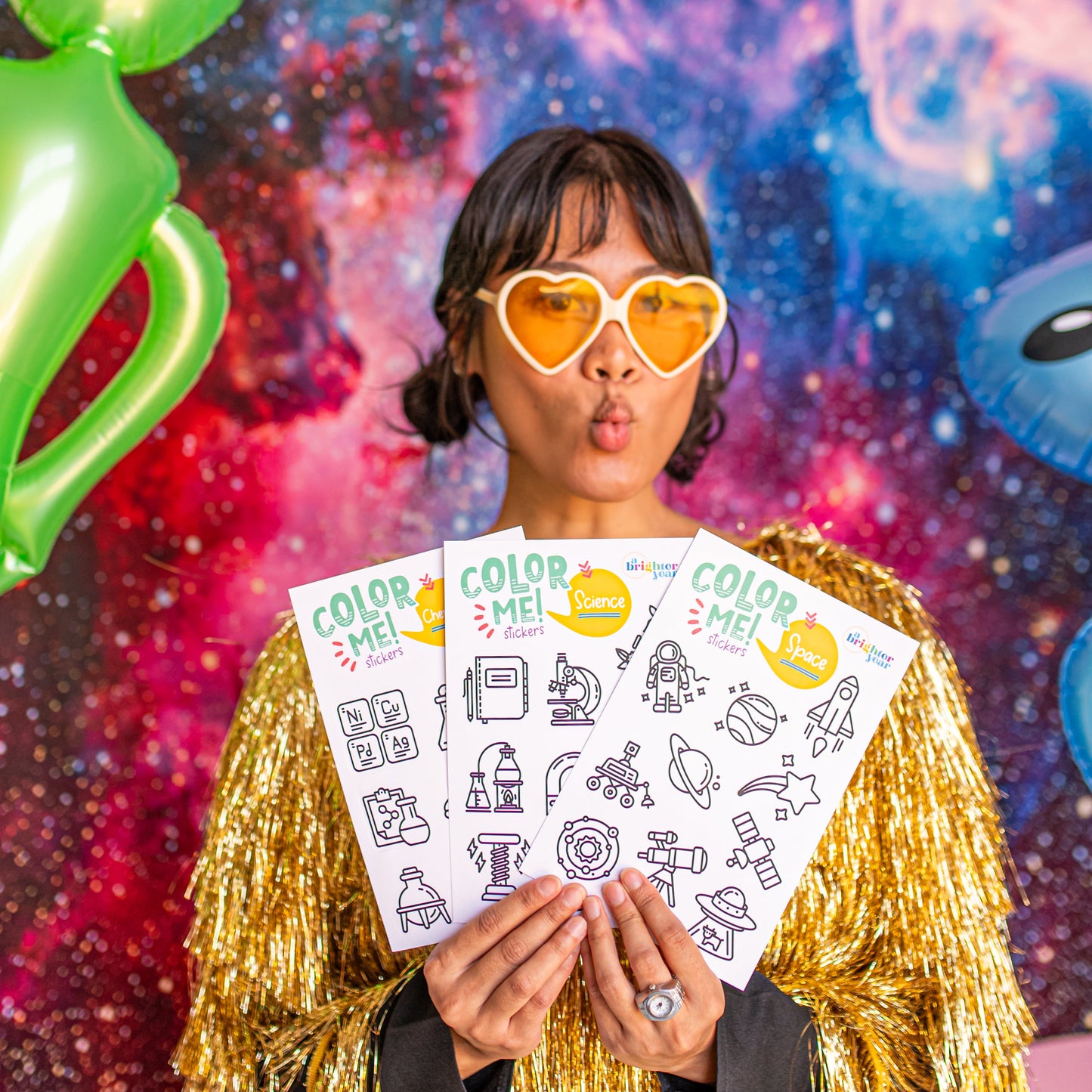 Space + Science Color-Your-Own Sticker Bundle, 3-Pack