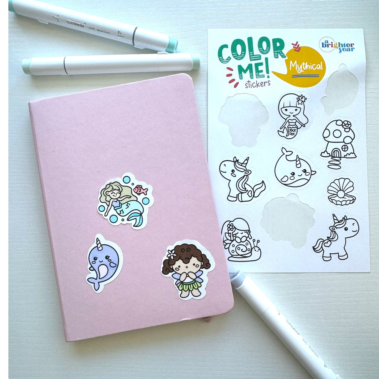 Gift Bundle with Mini Coloring Book, Sticker Sheet and Colored Pencils