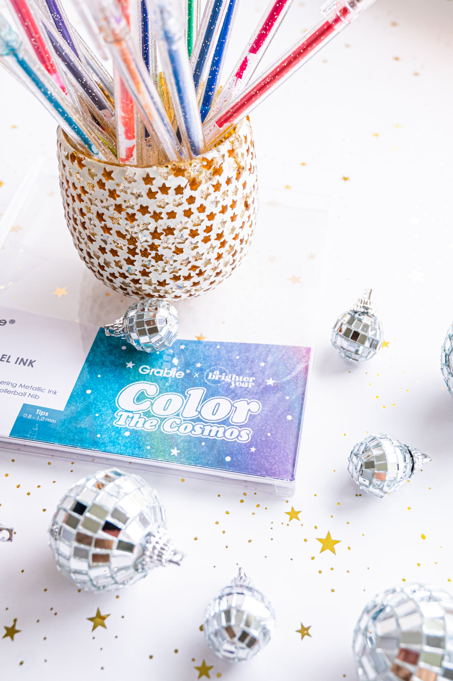 Grabie x A Brighter Year — Color The Cosmos Glitter Gel Pens, 18 pack