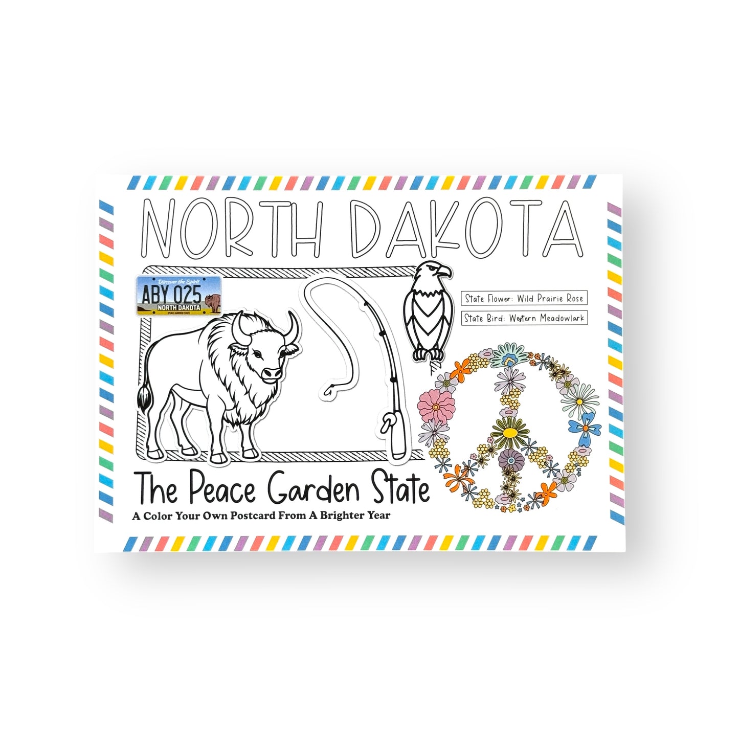 North Dakota Color-Your-Own Postcard