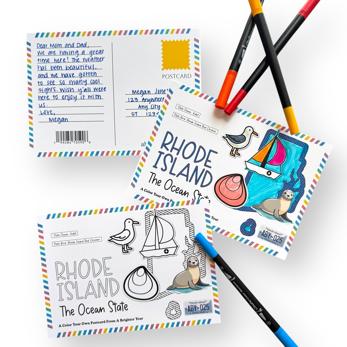 Rhode Island Color-Your-Own Postcard