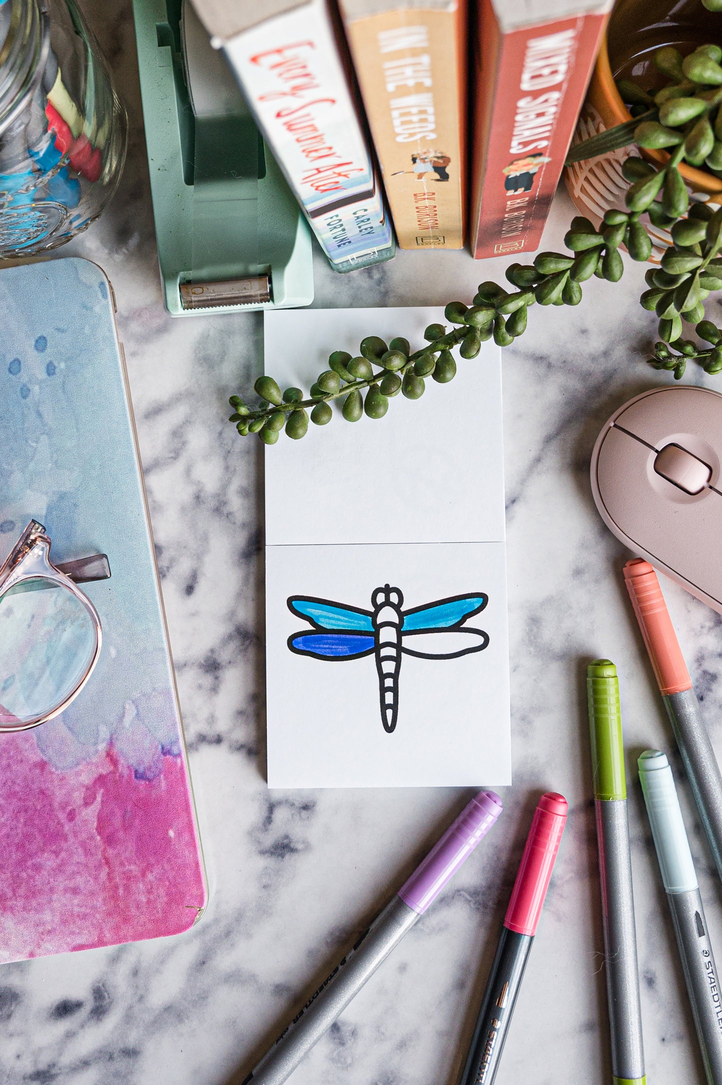 3-Piece Mini Adult Coloring Book + Gel Pen Bundle