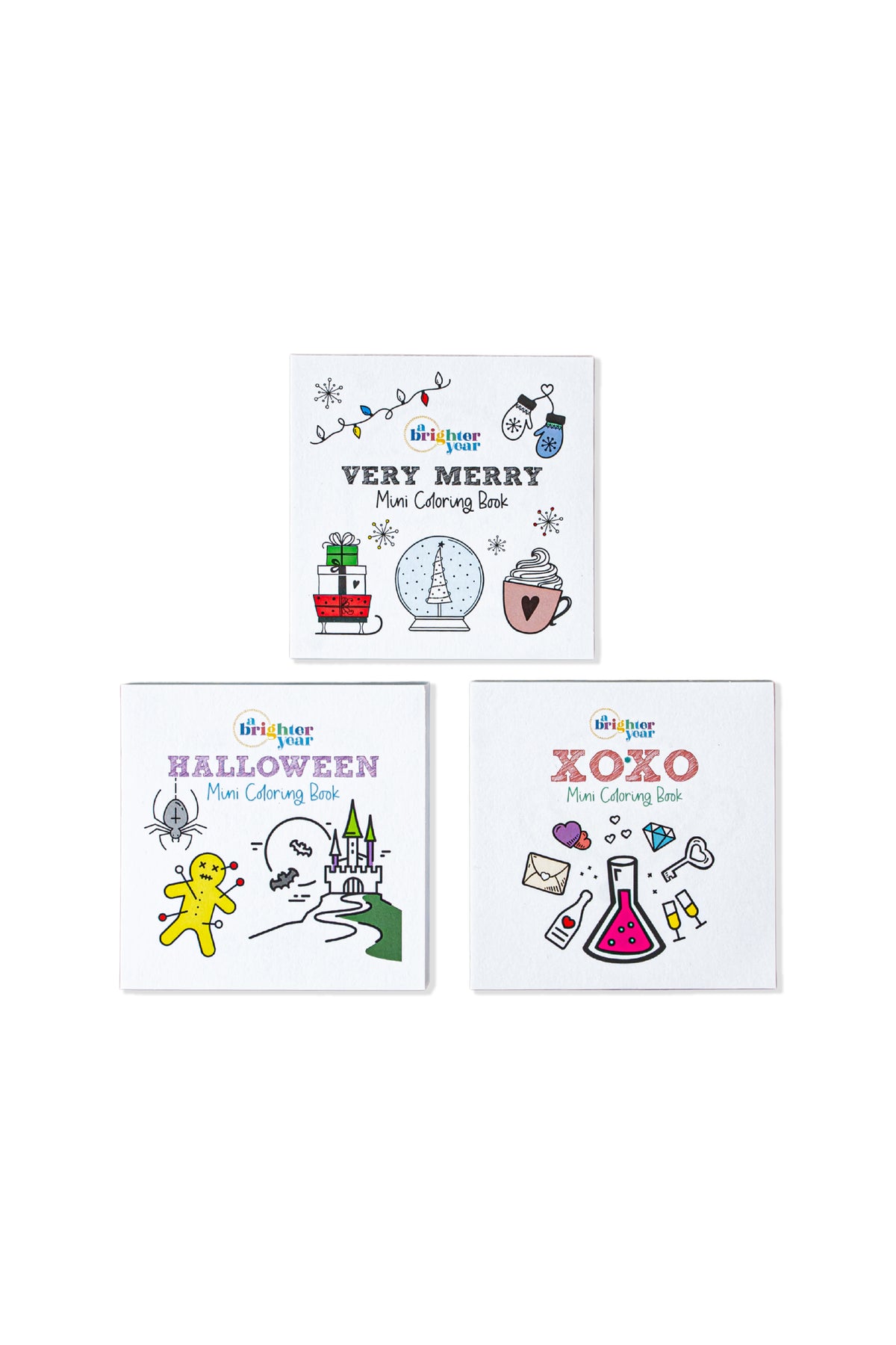 3-Piece Holiday Mini Adult Coloring Book Bundle