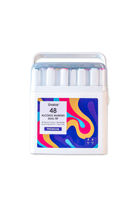 48-Piece Dual Tip Alcohol Markers Set