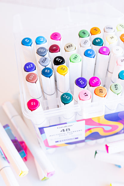 48-Piece Dual Tip Alcohol Markers Set