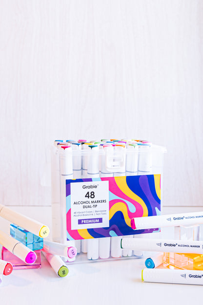 48-Piece Dual Tip Alcohol Markers Set