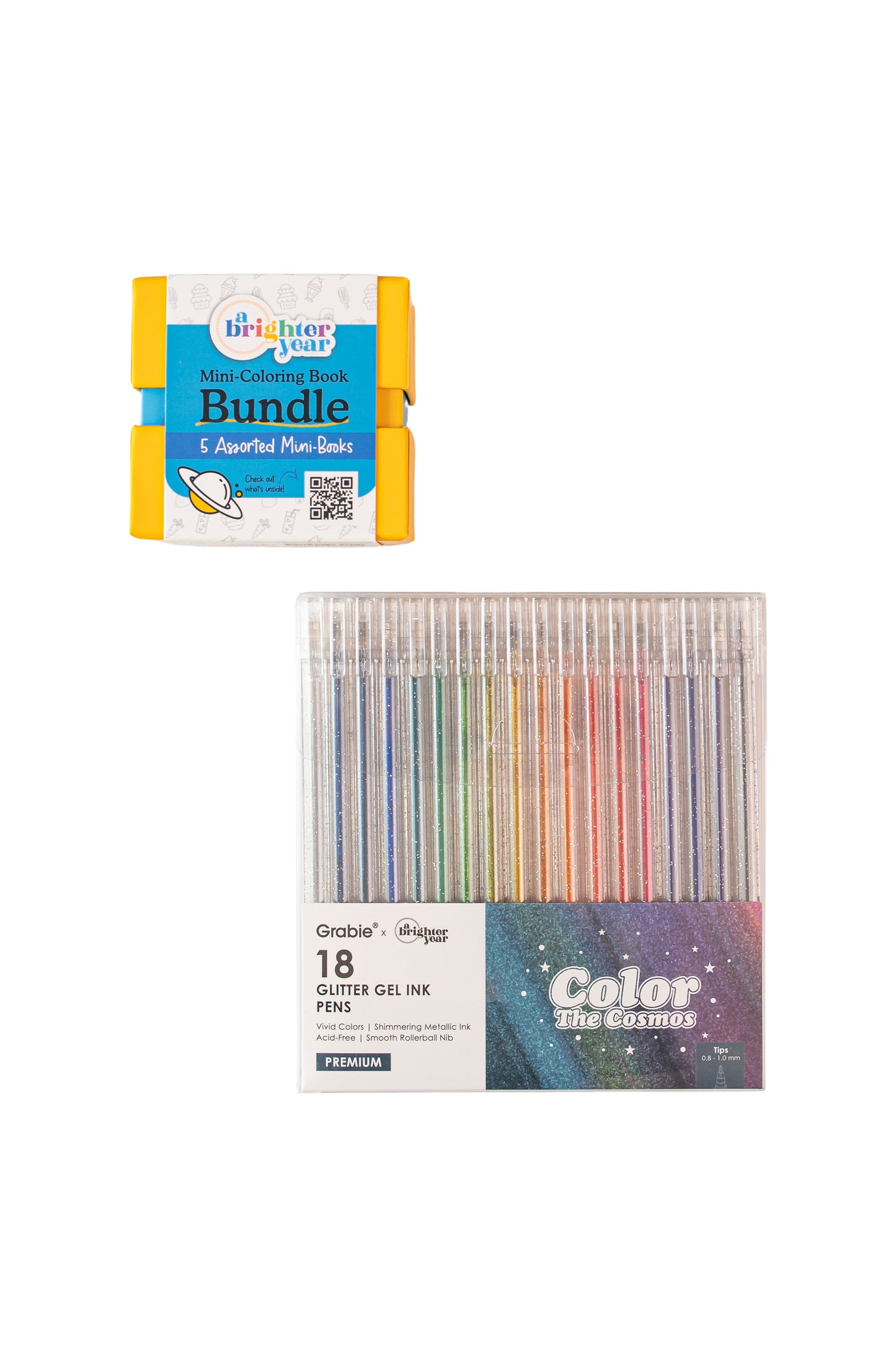 5-Piece Mini Adult Coloring Book+ Gel Pen Bundle