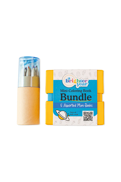 5-Piece Mini Adult Coloring Book + Pencil Bundle