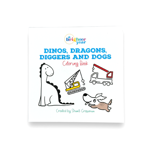 Dinos, Dragons, Diggers, and Dogs Mini Coloring Book