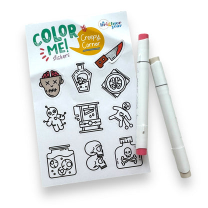 Color Your Own Creepy Corner Stickers