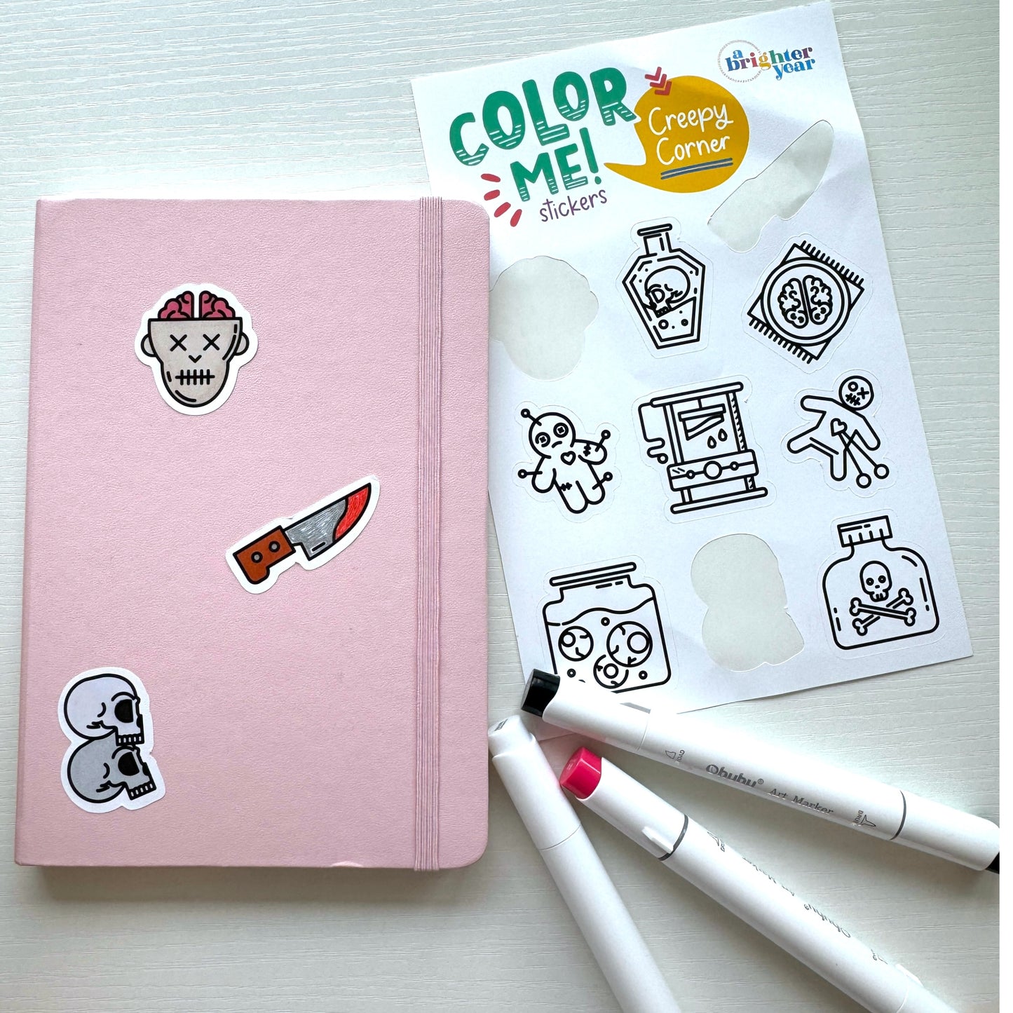 Color Your Own Creepy Corner Stickers