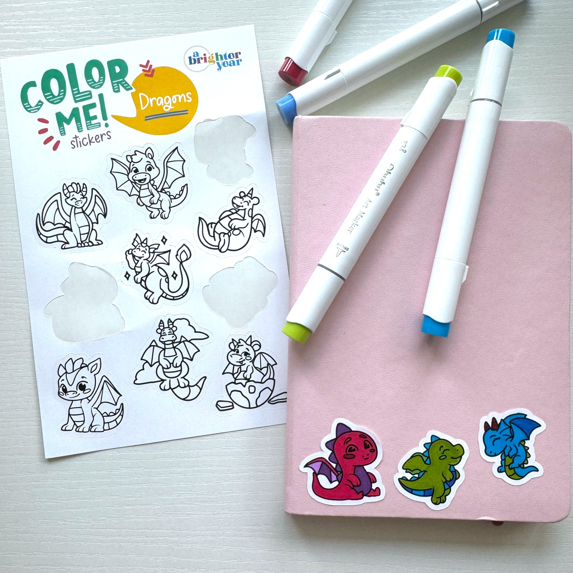 Stickers Set Colorable Colorable Stickers -Fun & Creative Stationery for All Ages - A Brighter ...