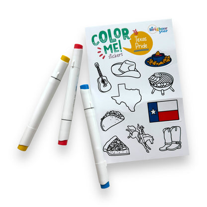Tiny Texas Color-Your-Own Sticker Bundle, 3-Pack