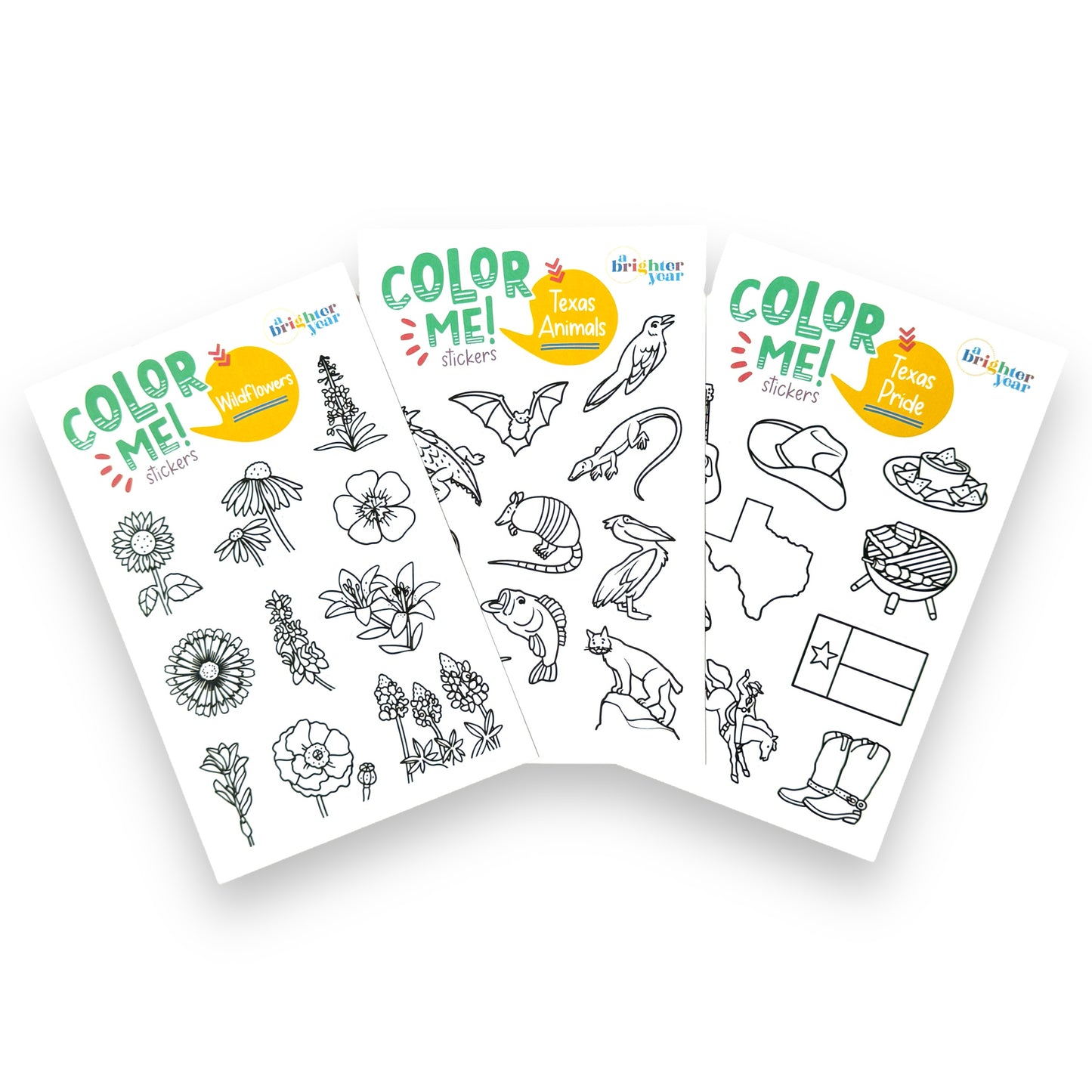 Tiny Texas Color-Your-Own Sticker Bundle, 3-Pack