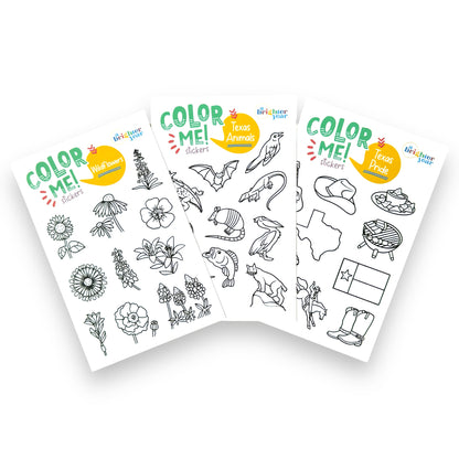 Tiny Texas Color-Your-Own Sticker Bundle, 3-Pack