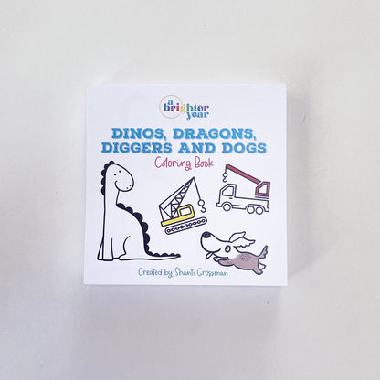 Dinos, Dragons, Diggers, and Dogs Mini Coloring Book