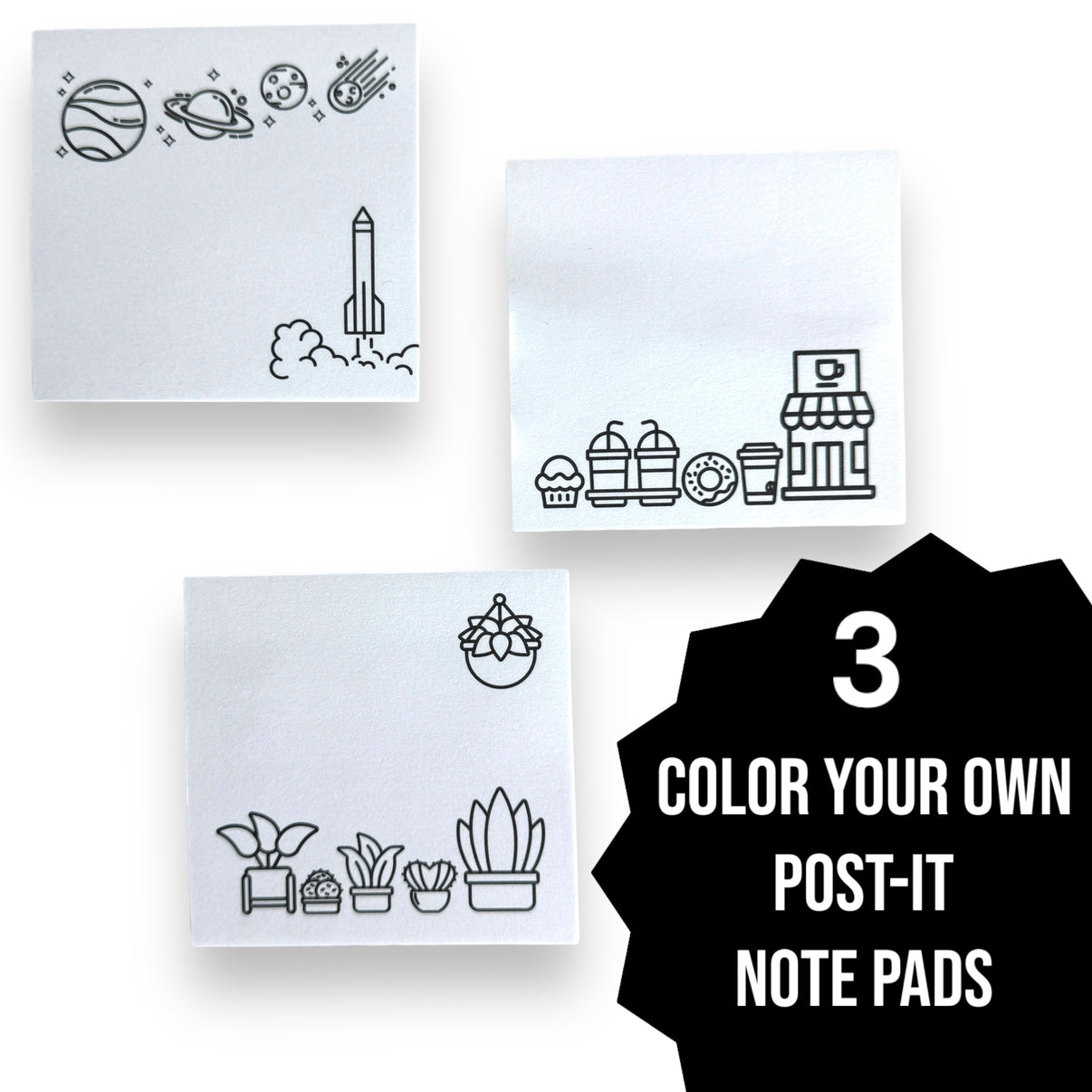 Color Your Own Post-It Notes Bundle, 3-Pack - A Brighter Year