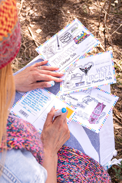 Road Trip Color-Your-Own Postcard Bundle