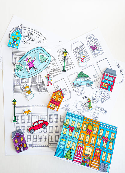 Color-Your-Own Winter Village
