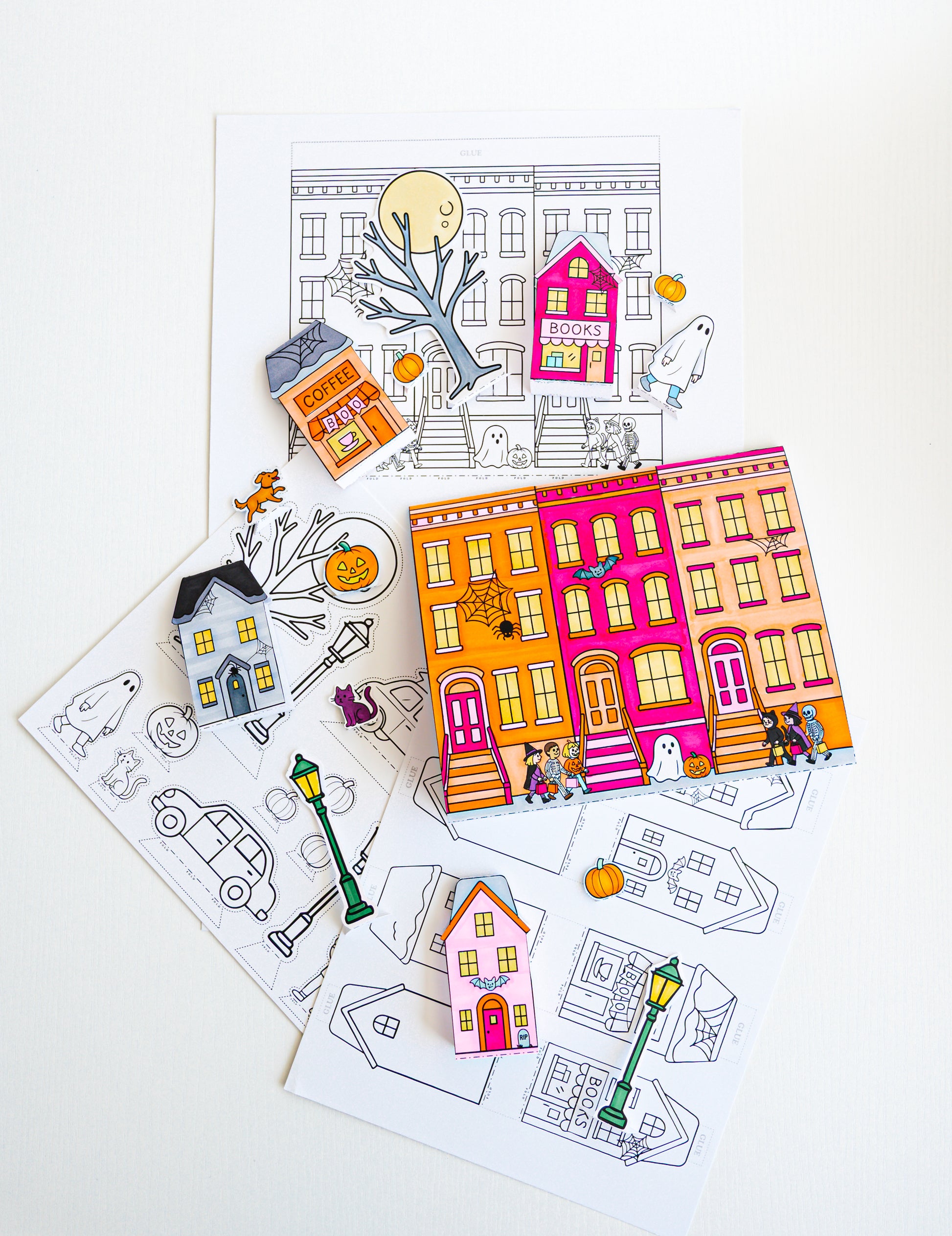 Color-Your-Own Halloween Village