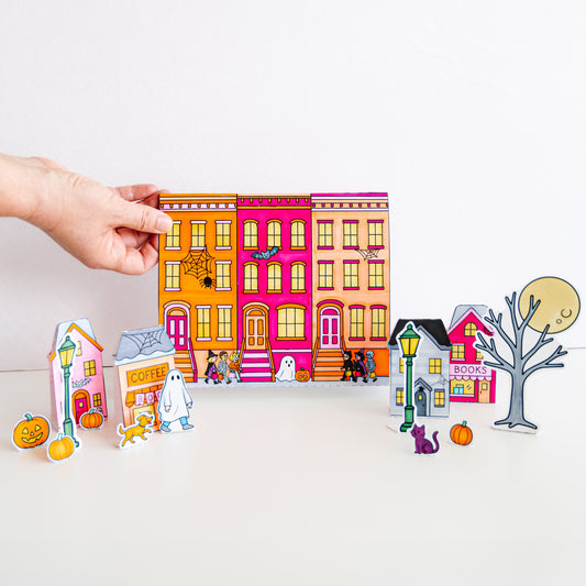 Color-Your-Own Halloween Village