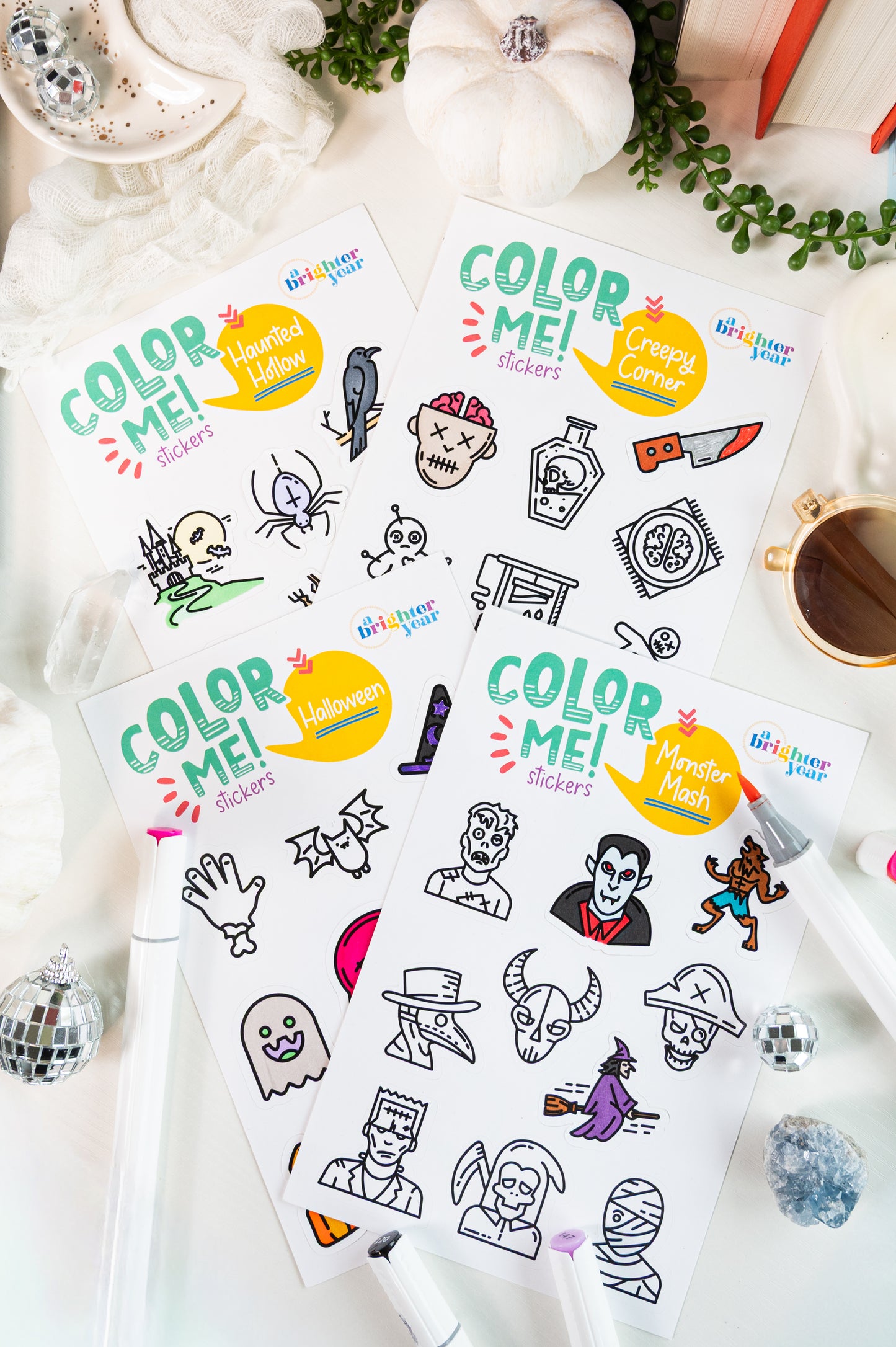 Halloween Color Your Own Sticker Bundle, 4-Pack