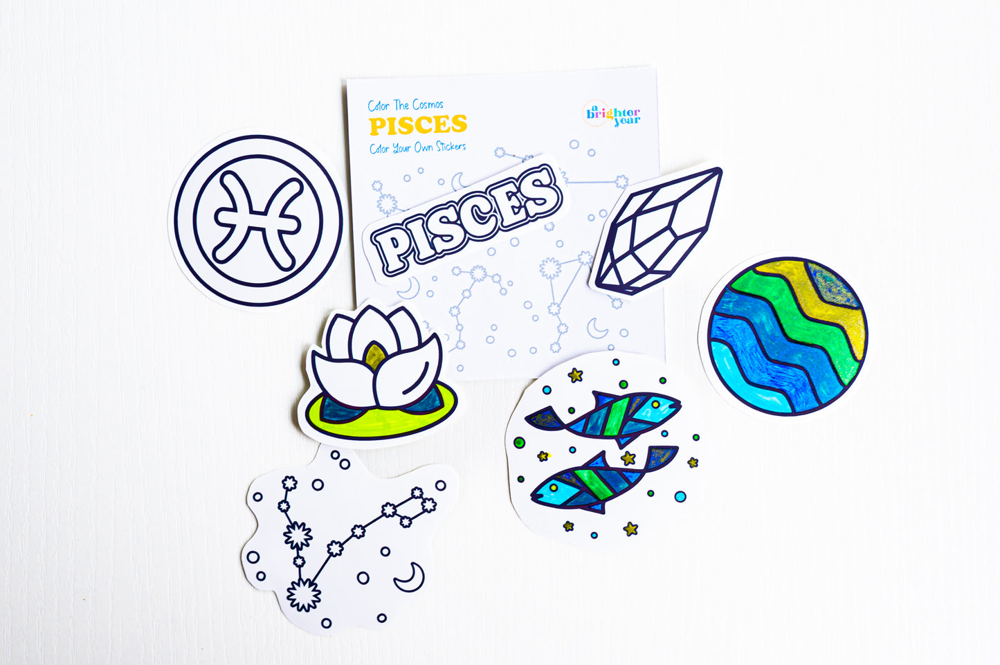 Color the Cosmos Stickers — Pisces