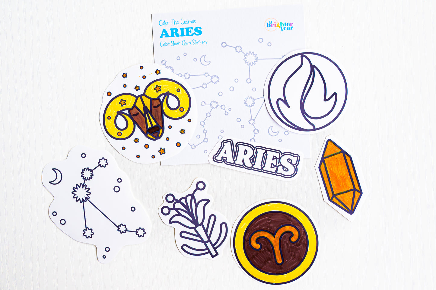 Color the Cosmos Stickers — Aries