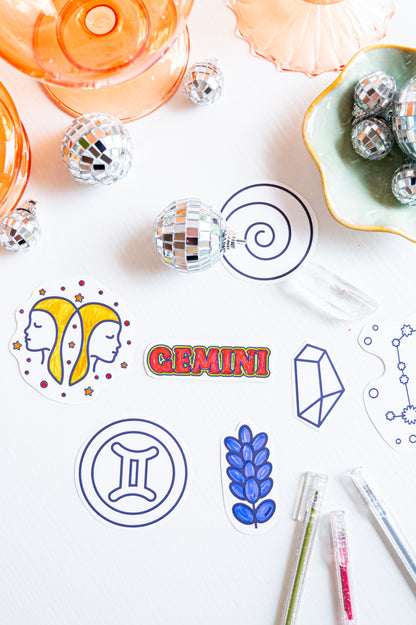 Color the Cosmos Stickers — Gemini