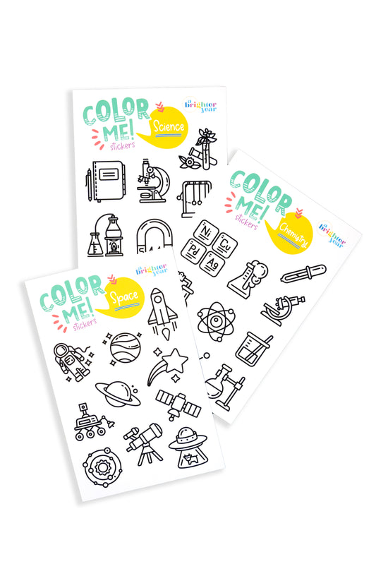 Space + Science Color-Your-Own Sticker Bundle, 3-Pack