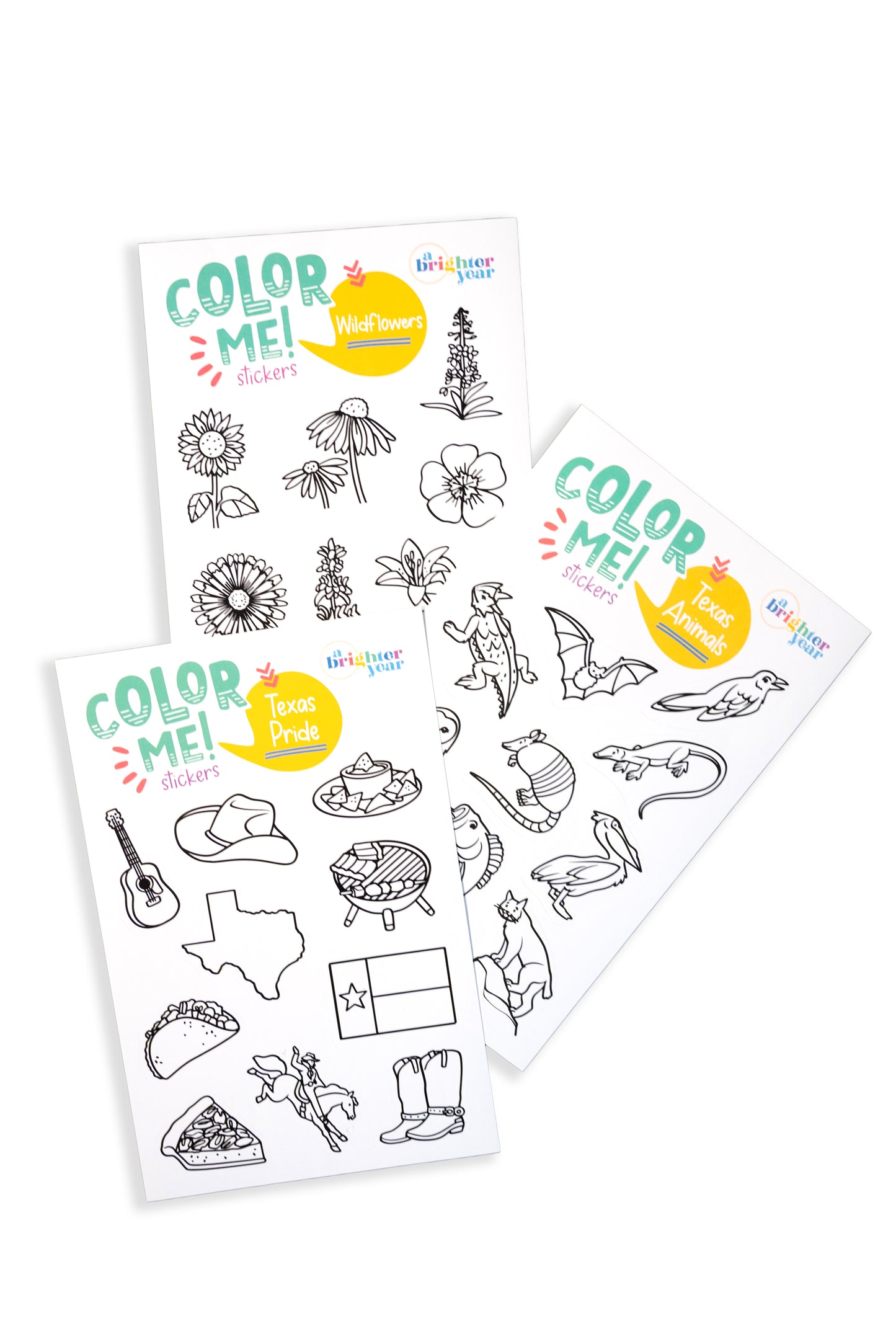 Tiny Texas Color-Your-Own Sticker Bundle, 3-Pack