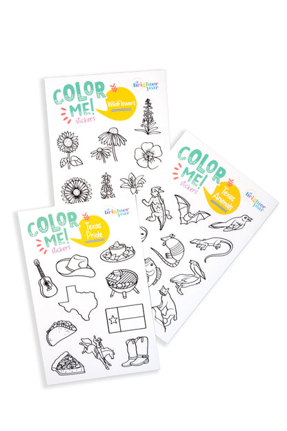Tiny Texas Color-Your-Own Sticker Bundle, 3-Pack