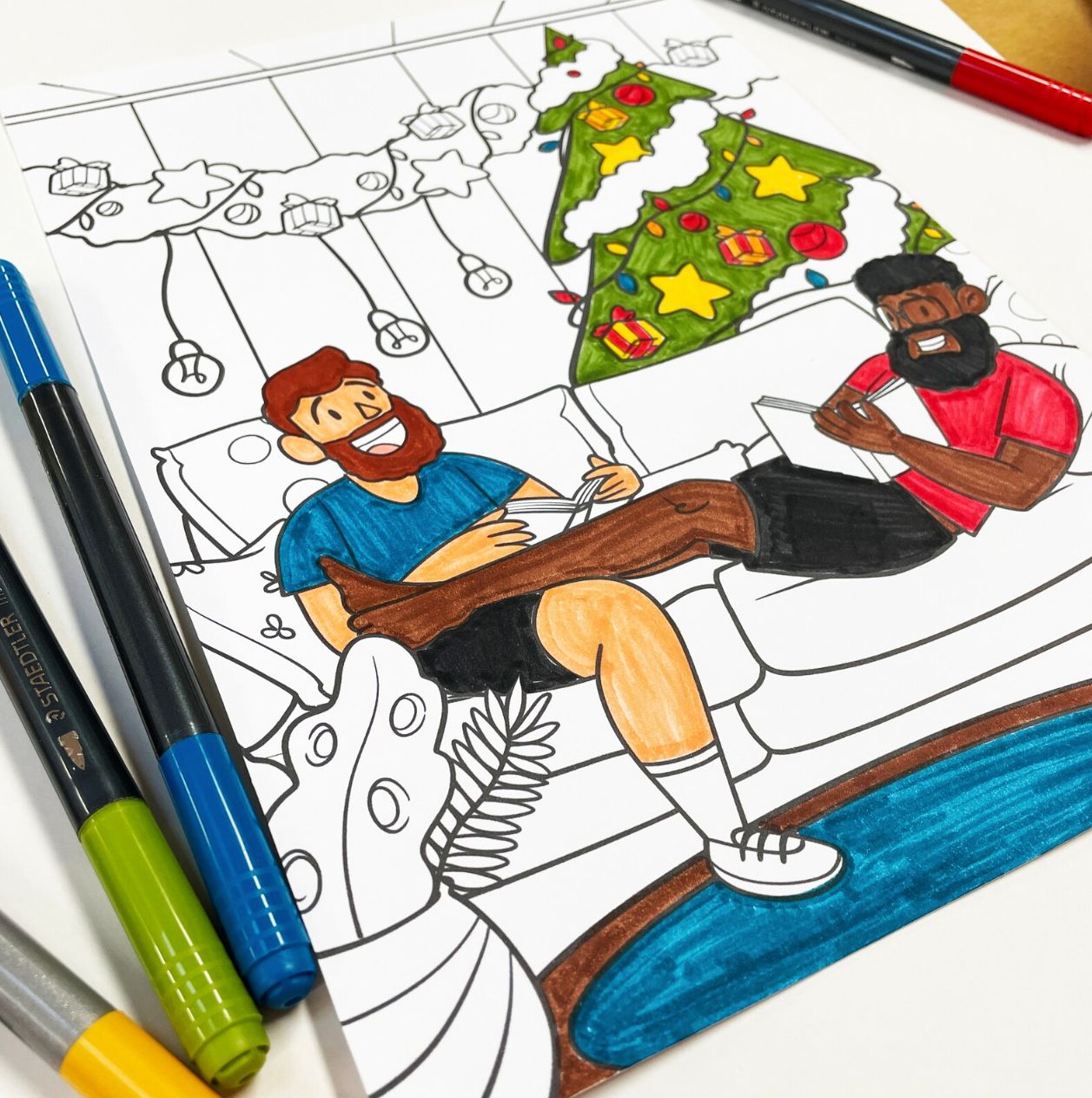 LGBTQIA+ Gay Christmas Holiday Digital Download Coloring Page – A Brighter  Year