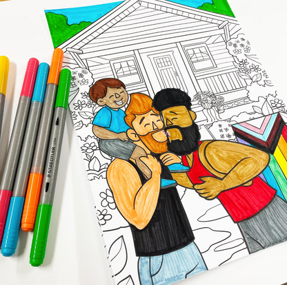 LGBTQIA+ Family Digital Download Coloring Page
