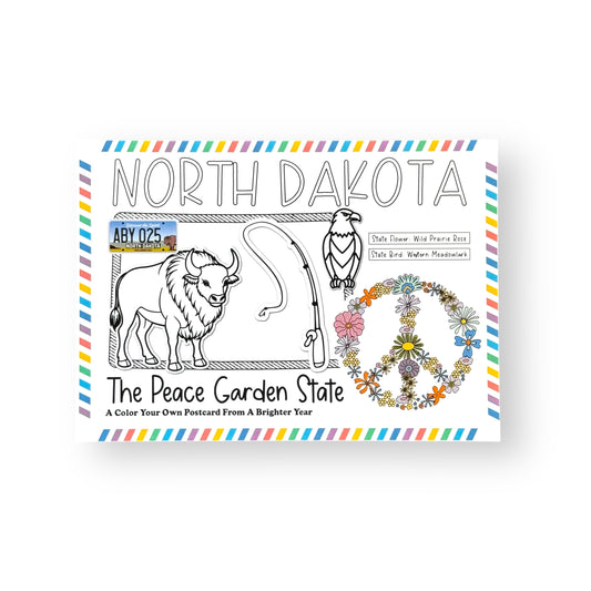 North Dakota Color-Your-Own Postcard