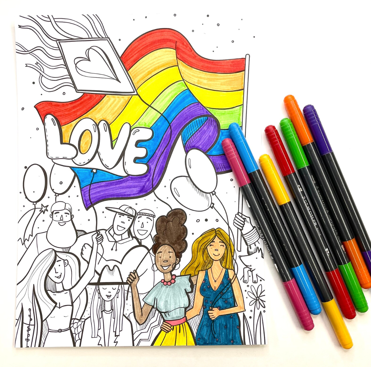 Pride Parade Digital Download Coloring Page