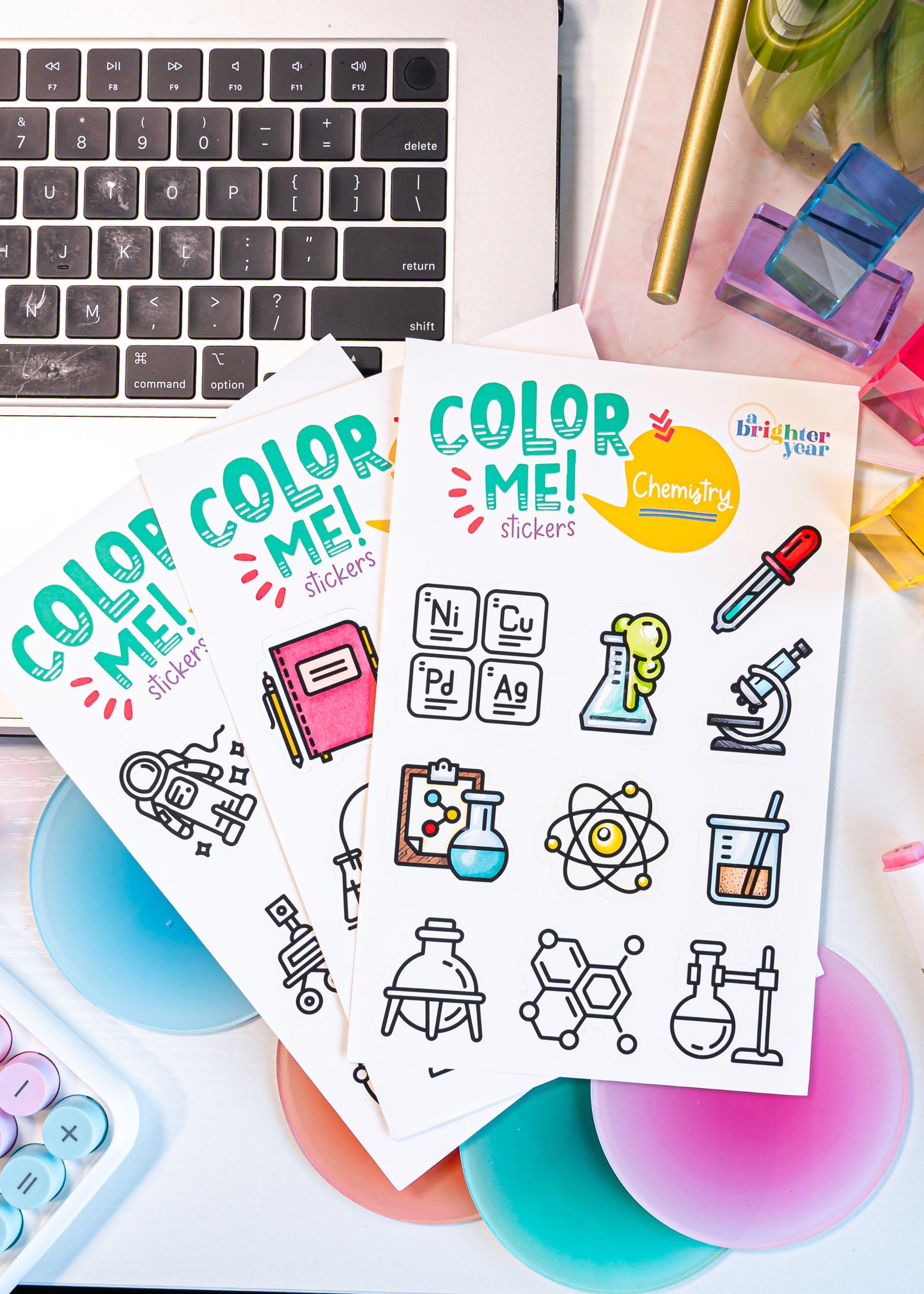Space + Science Color-Your-Own Sticker Bundle, 3-Pack