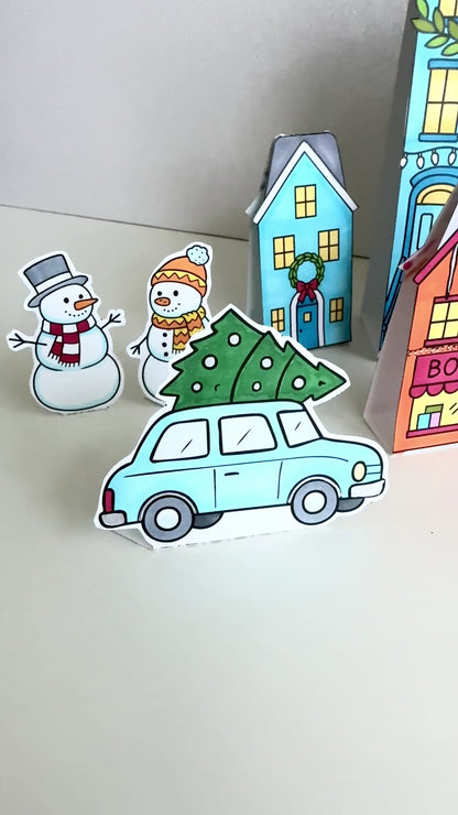 Color-Your-Own Winter Village