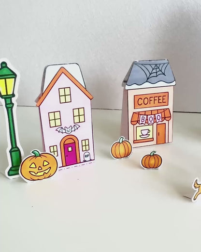 Color-Your-Own Halloween Village Bundle