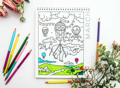 12 Month Color By Day Coloring Book