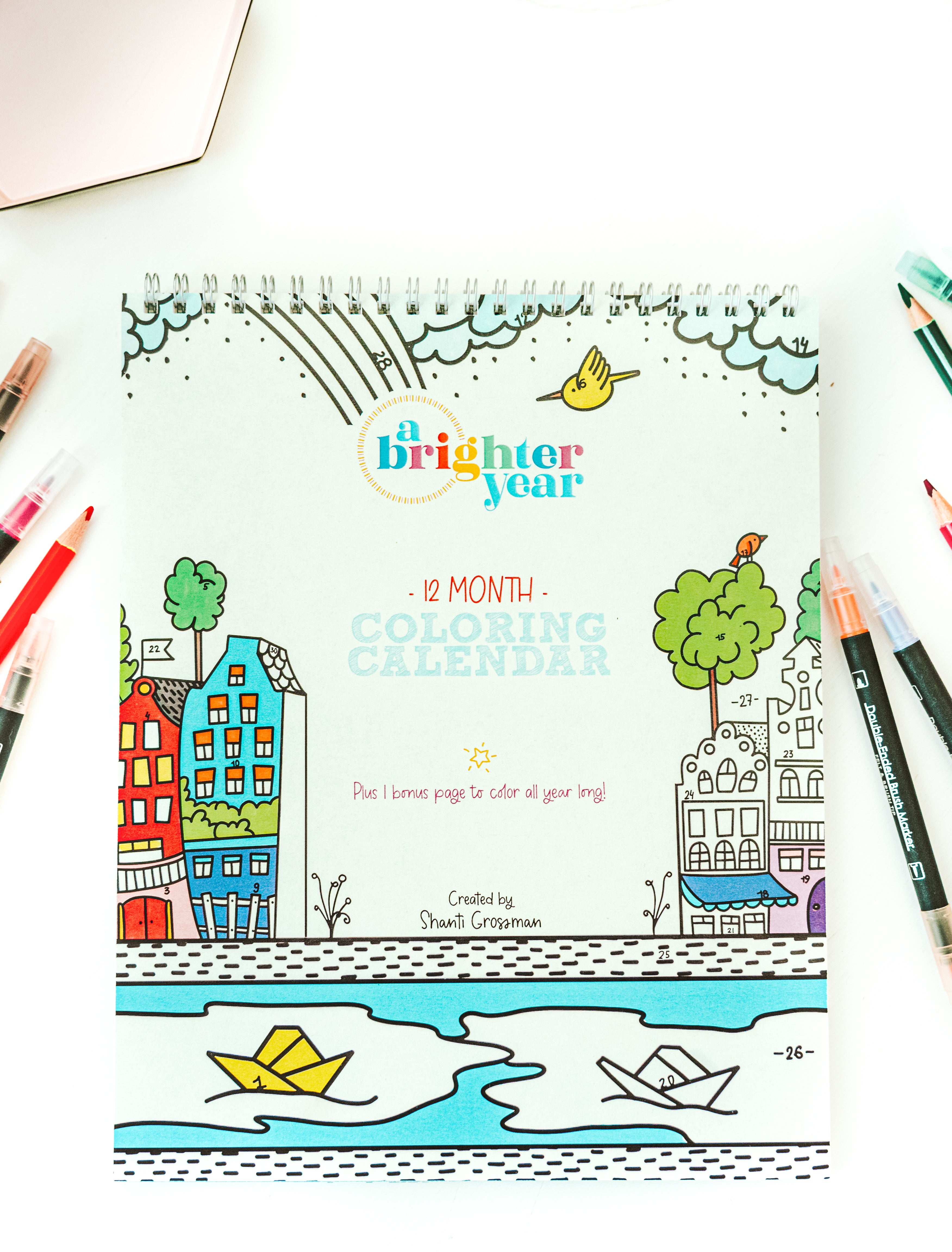Digital Download - 12 Month Color by Day Coloring Calendar – A Brighter Year