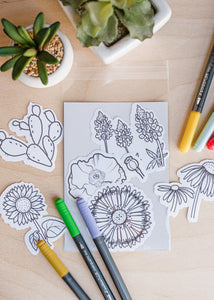 Color Your Own Texas Wildflowers Stickers