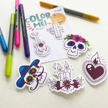 Load image into Gallery viewer, Color Your Own Dia De Los Muertos Stickers
