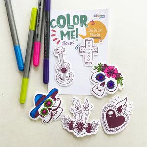 Color Your Own Dia De Los Muertos Stickers