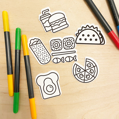 Color Your Own Savory Eats Stickers