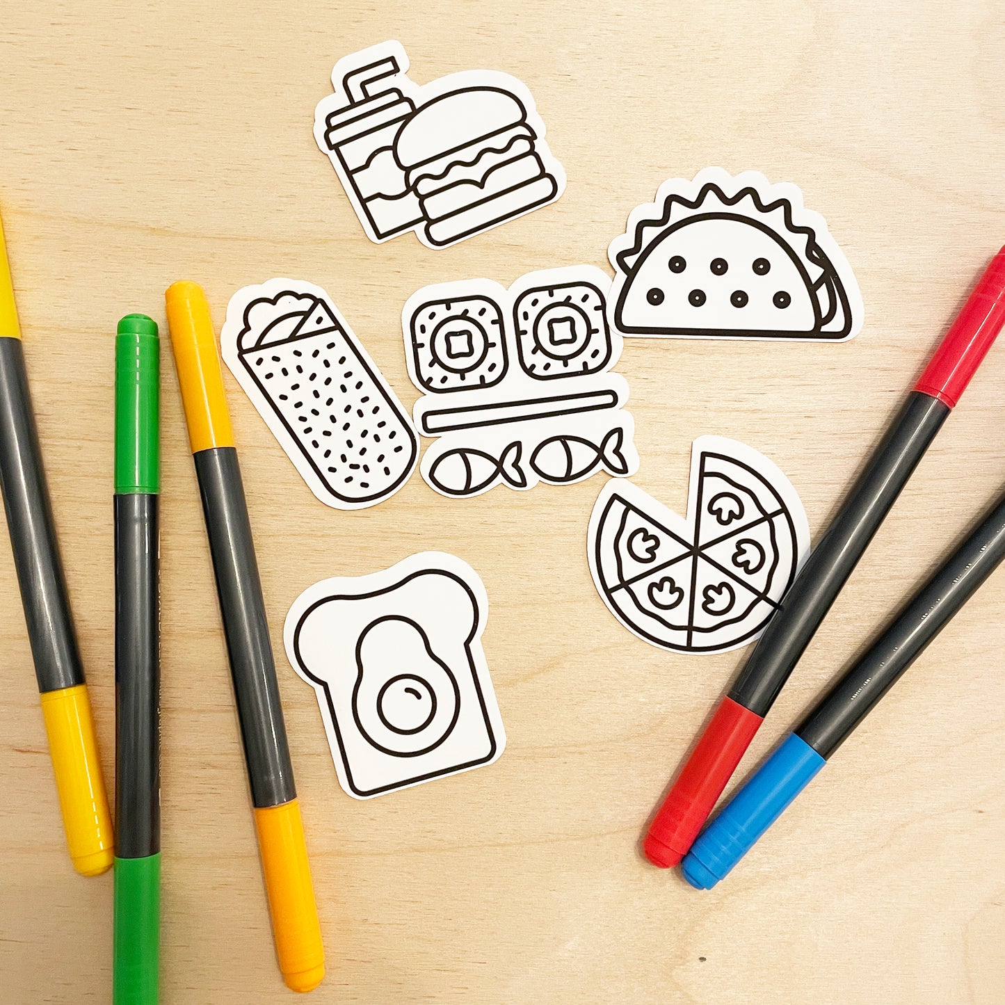 Color Your Own Savory Eats Stickers