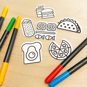 Color Your Own Savory Eats Stickers